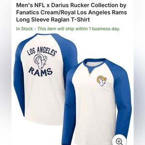 Fanatics Cream and Blue Los Angeles Rams Long Sleeve Raglan T-Shirt
